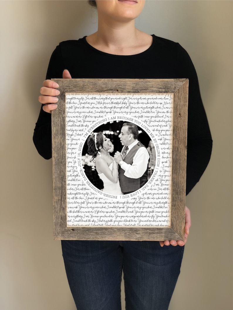 Father of the Bride Gift- Framed picture of Bride and Dad, Personalized Frame for Dad, Father-Daughter Dance, Song Lyrics, Mother-Son Dance 