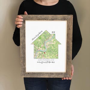 Cadeau de pendaison de crémaillère, Cadeau pour un nouveau propriétaire, Cadeau pour agent immobilier, Cadeau de clôture, Coordonnées GPS, Carte encadrée, Art cartographique, Nouvelle maison, Plan de la maison