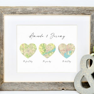 We Met, We Married, We Live, Personalized Map Gift Husband or Wife 1st Anniversary Gift First Anniversary for Newly Weds, Our Love Story image 2