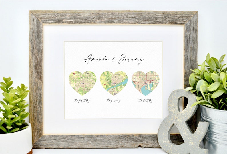 We Met, We Married, We Live, Personalized Map Gift Husband or Wife 1st Anniversary Gift First Anniversary for Newly Weds, Our Love Story image 2