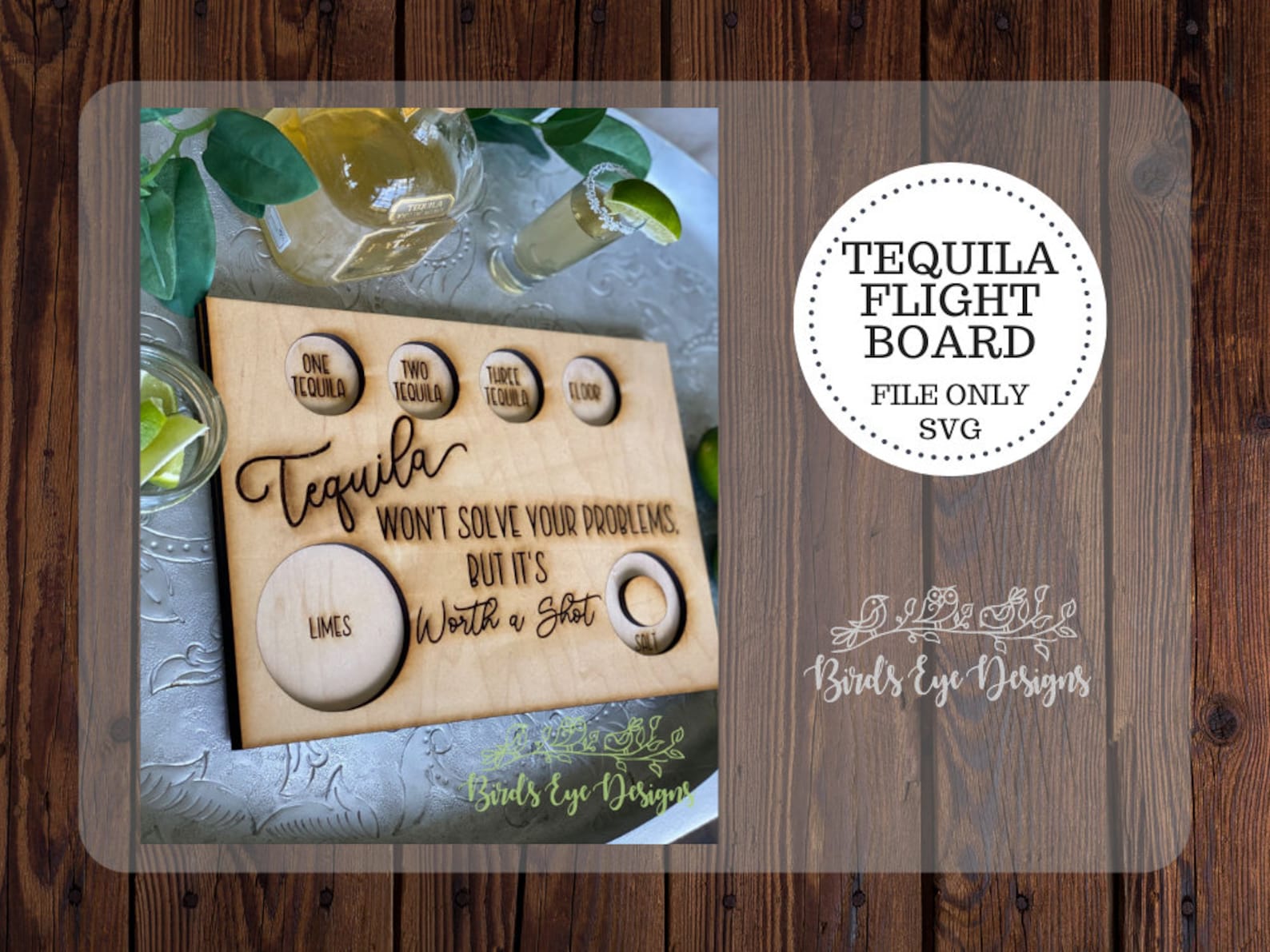 Tequila Flight Board file ONLY Customizable W/ TWO Etsy