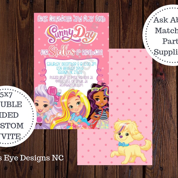 SUNNY DAY Birthday Invitation Printable | Custom Invite | Blair Rox Doodle