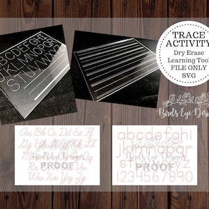 ABCs & 123s: Trace Activity Dry Erase Learning Tool Writing Board Homeschool | Glowforge Silhouette Cricut Laser File | SVG