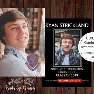 Graduation Announcement/Invitation Printable | Custom Announcement/Invite | Crest Mascot College High School Grad