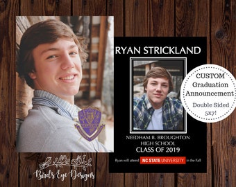 Graduation Announcement/Invitation Printable | Custom Announcement/Invite | Crest Mascot College High School Grad