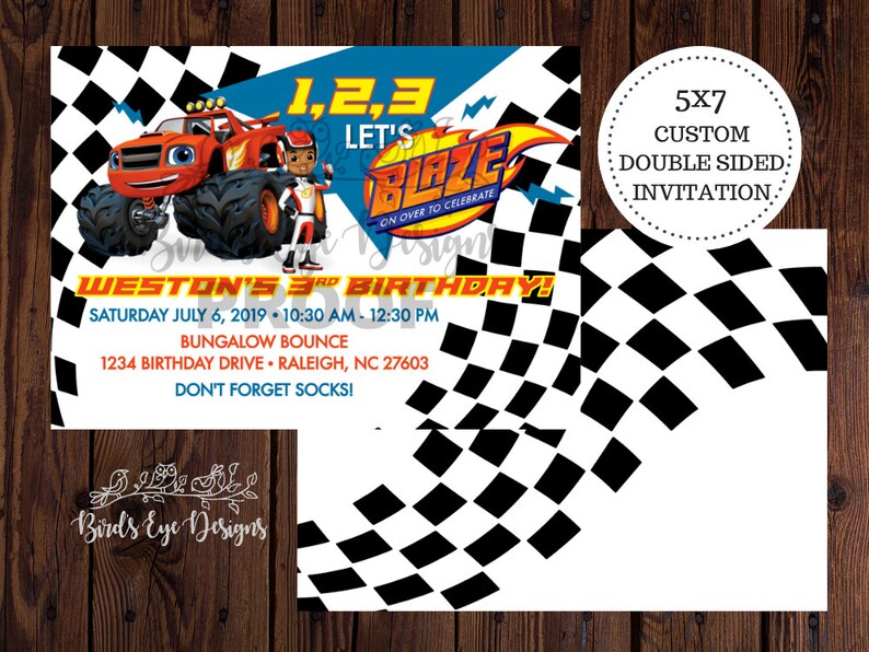1 2 3 LET'S BLAZE Birthday Invitation Printable - Etsy