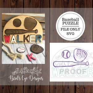 Puzzle z nazwą drużyny baseballowej, które można dostosować **TYLKO plik** | Glowforge Silhouette Cricut Laser File | SVG