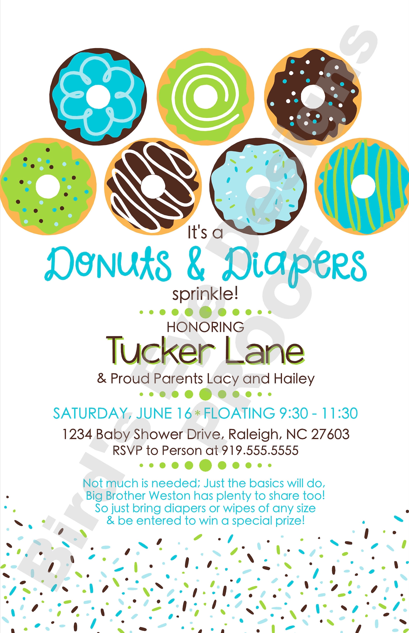 DONUTS & DIAPERS Baby Boy Shower/sprinkle Invite Printable Etsy