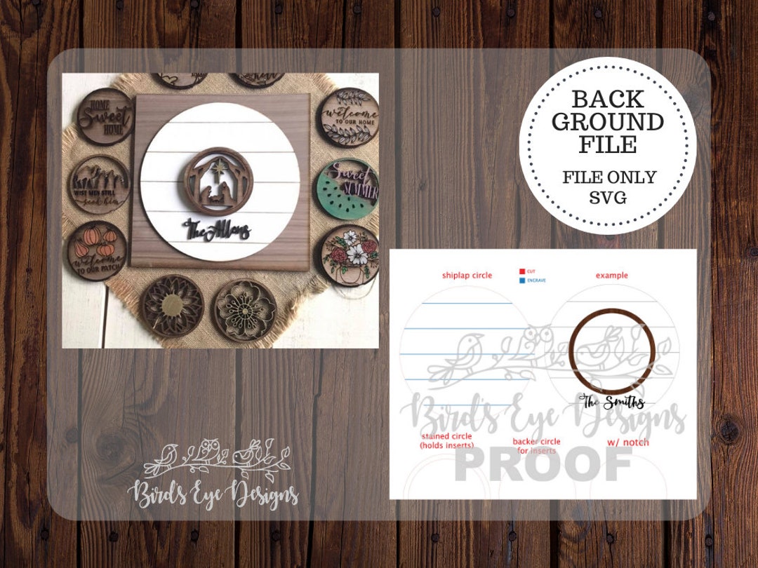 Interchangeable Sign Customizable BACKGROUND Circle Shiplap file ONLY