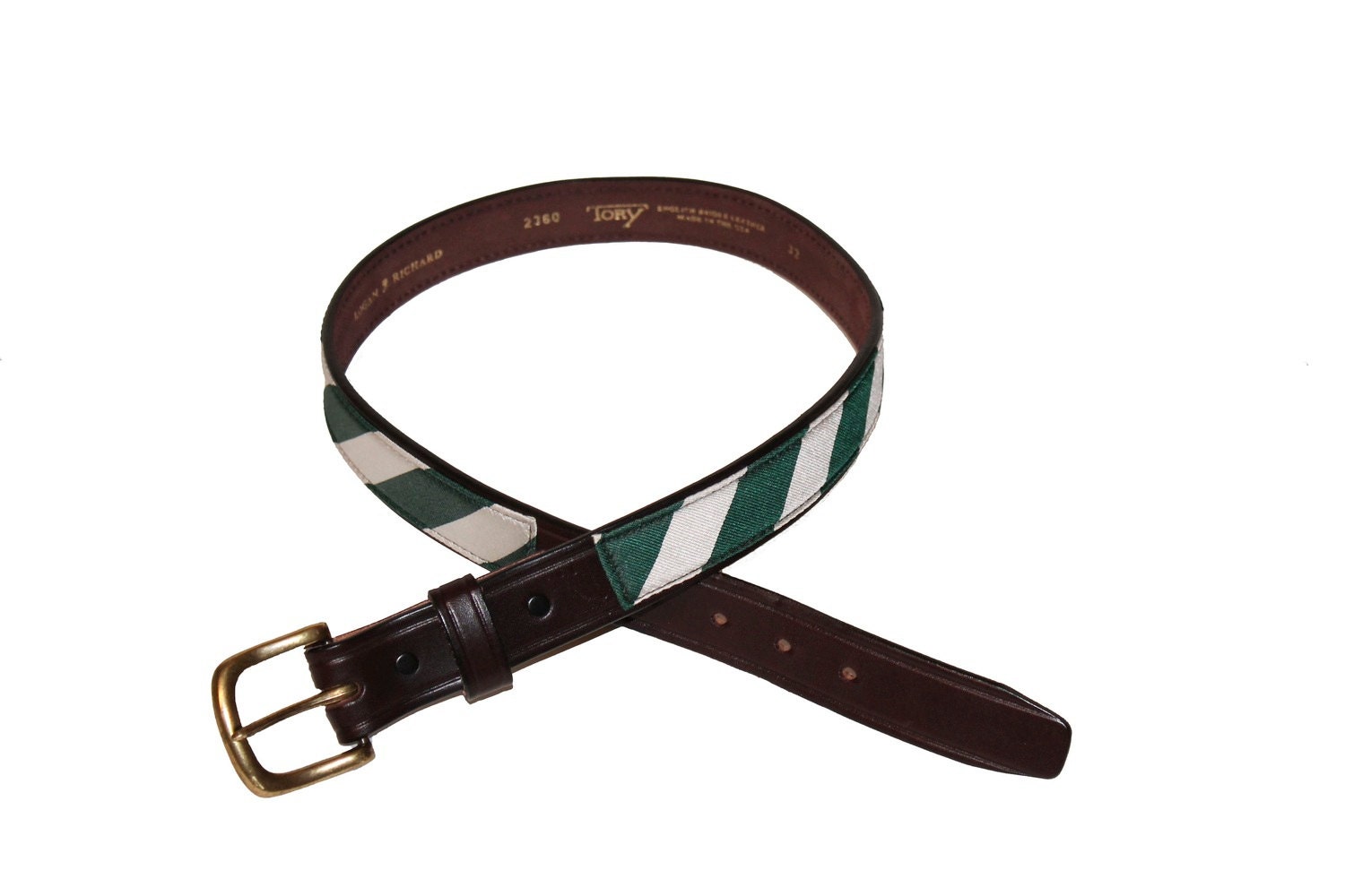 Green and White Stripe Belt Etsy