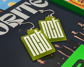NCT Blocky Logo Acrylic Dangle Drop Earrings with Sterling Silver Hooks, NCTzen Dreamzen Czennie Seasonie Earrings Jewelry, NCT Fan Gift