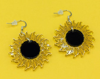 Total Solar Eclipse Sun Drop Earrings, Total Solar Eclipse 2024 Souvenir, Novelty Science Earrings, Astronomy Gift, Cosmic Sun Space Jewelry