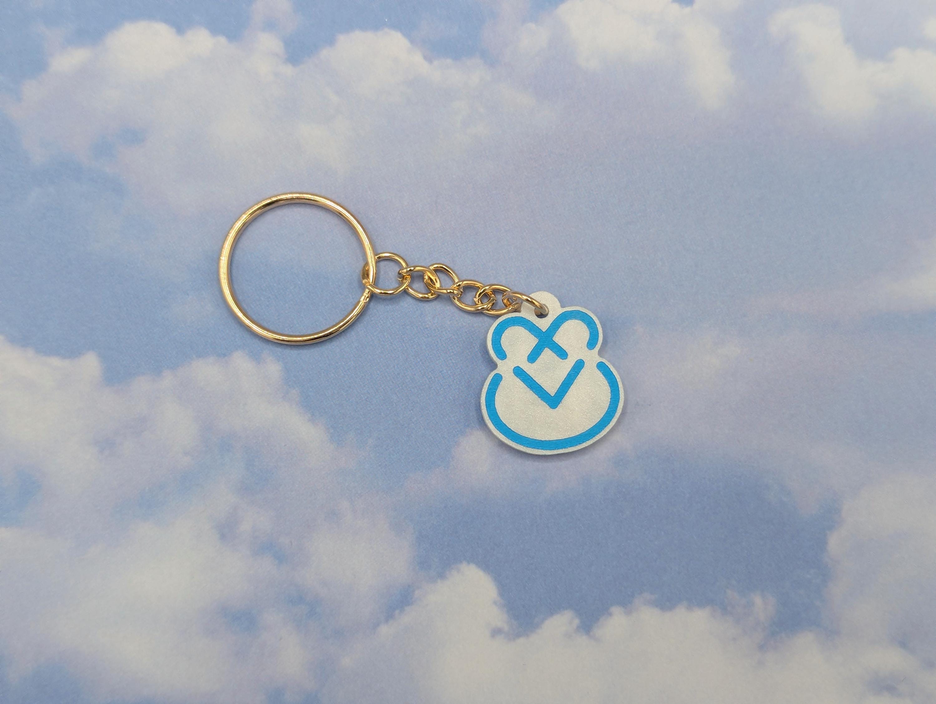 Onew Jjinggu Rabbit SHINee Pearlescent White Blue Acrylic Keychain Keyring, SHINee Fan Shawol Gift, SHINee Shawol Accessory