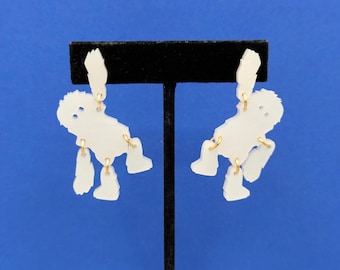 Yeti Abscheulicher Schneemann Acryl baumeln Ohrringe mit Edelstahl Beiträge, Yeti Cryptid Liebhaber Schmuck Ohrringe Geschenk, Kryptozoologie Geschenk