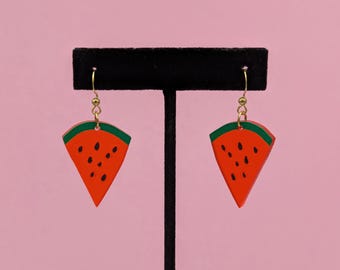 Wassermelonen Scheibe Obst Tropfen Ohrringe, Sommer Ohrringe, bunte Wassermelonen Ohrringe, Spaß Sommer Schmuck, niedlicher Freund Geschenk