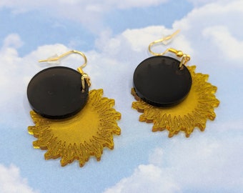 Total Solar Eclipse Sun Drop Earrings, Total Solar Eclipse 2024 Souvenir, Novelty Science Earrings, Astronomy Gift, Celestial Sun Jewelry