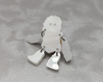 Yeti Abscheulicher Schneemann Perlmutt Acryl Pin Knopf Brosche, Yeti Cryptid Liebhaber Schmuck Geschenk, Cryptid Pin, Kryptozoologie Pin Geschenk
