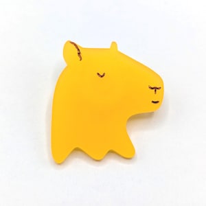 Capybara Acrylic Lapel Pin Button with Gold Tone Metal Hardware, Colorful Animal Accessory, Cute Capybara Lover Gift, Capybara Accessory