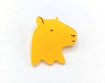 Capybara Acryl-Anstecknadel mit goldfarbenen Metallteilen, buntes Tierzubehör, niedliches Capybara-Liebhabergeschenk, Capybara-Zubehör