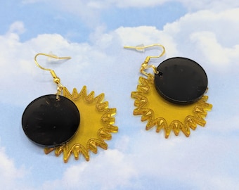 Total Solar Eclipse Sun Drop Earrings, Total Solar Eclipse Souvenir, Novelty Space Science Earrings, Astronomy Gift, Science Jewelry