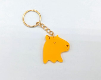 Capybara Acryl Schlüsselbund Schlüsselring mit goldfarbener Metallkette, buntes Tier Zubehör, nettes Capybara Liebhaber Geschenk, Capybara Zubehör