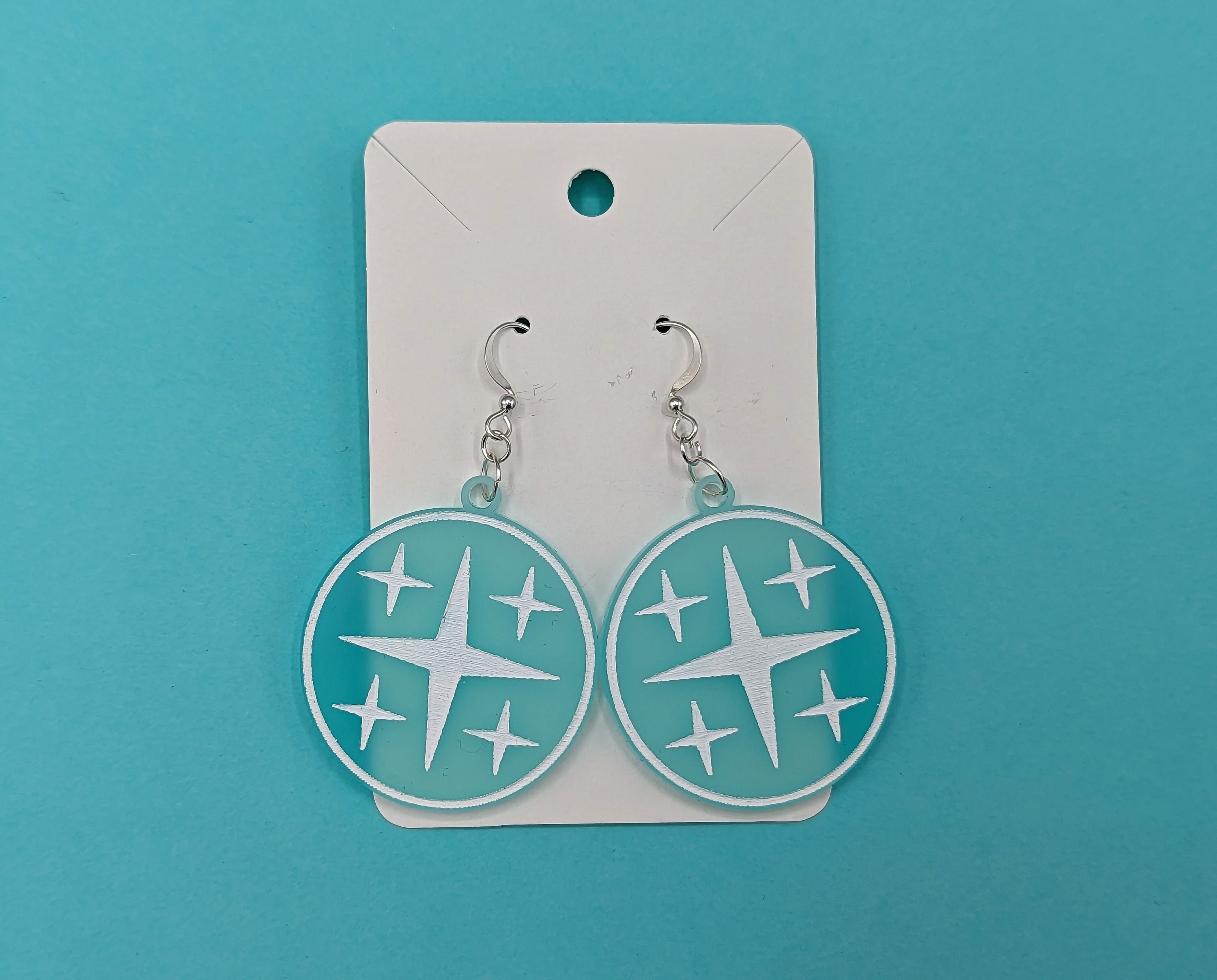 SHINee Five Stars Round Logo Acrylic Dangle Drop Earrings with Sterling Silver Hooks, SHINee Fan Jewelry Earrings Gift, Shawol Gift