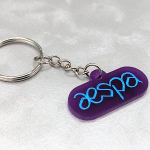 Aespa Logo Purple and Blue Acrylic Keychain Keyring, Aespa Fan Accessory Gift, MY Aespa Gift, K-Pop Keychain Keyring