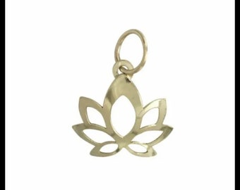 10mm 14K Yellow Gold Lotus Leaf Flower Charm pandent