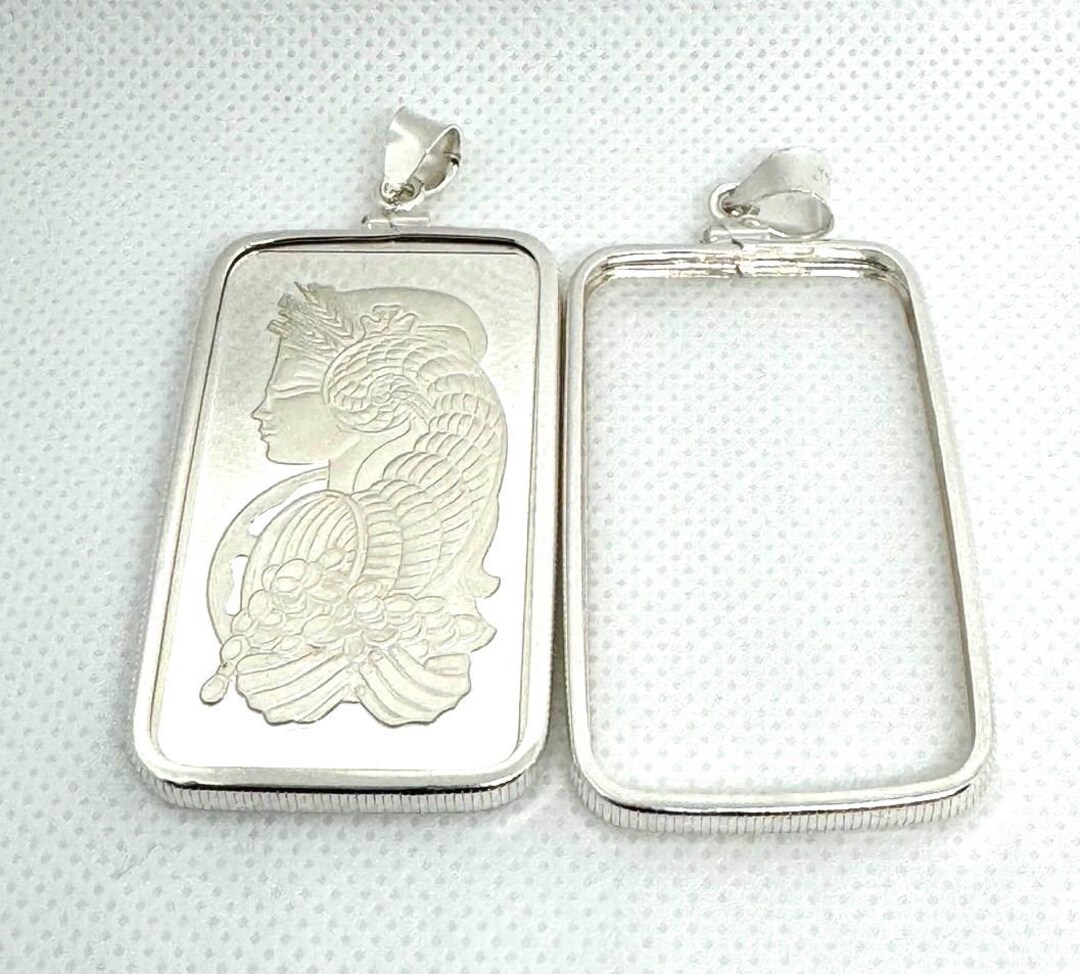 Handmade Sterling Silver Bezel Pendant Frame For 1 Oz Gold Bar – Fits Credit Suisse, Pamp, Lady Fortuna