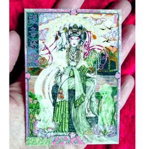 QUAN YIN Kwan Yin die Göttin der Barmherzigkeit & Mitgefühl ILLUSTRATION holographische Glitter Kunst Aufkleber von Kim Fowler /Art Nouveau / Boho /Buddhism