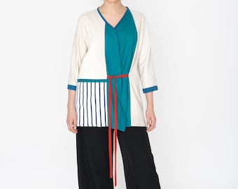 Kimono-jacket striped blue