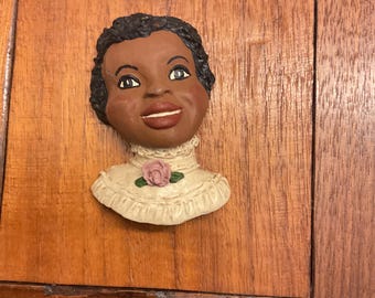 Vintage Handmade African American Resin Magnet (Girl)