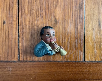 Vintage Handmade African American Resin Magnet (Muscician)