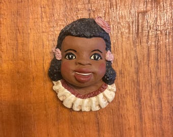 Vintage Handmade African American Resin Magnet (Girl)