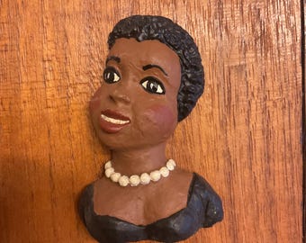 Vintage Handmade African American Resin Magnet (Girl)