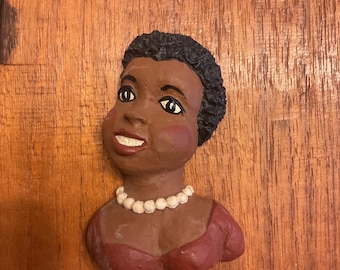 Vintage Handmade African American Resin Magnet (Girl)