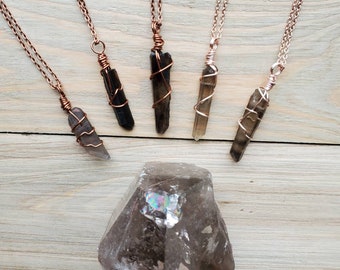 Smokey Quartz Necklace, Grounding Energy, Minimalist Crystal Necklace, Simple Gemstone Jewelry