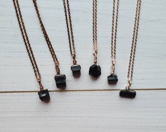 Raw Black Tourmaline Necklace Natural Stone Necklace Crystal Necklace Black Tourmaline Chunky Raw Crystal