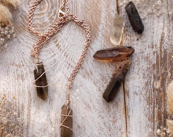 Smokey Quartz Necklace, Grounding Energy, Minimalist Crystal Necklace, Simple Gemstone Jewelry, Valentine Gift