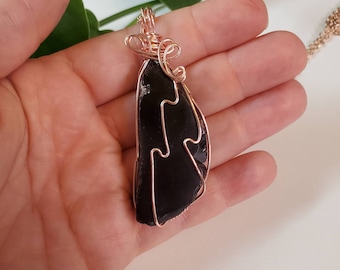 Raw Black Obsidian Pendant Necklace: Oregon Protection Stone