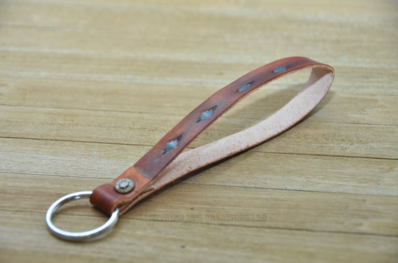 Western Mini Tooled Leather Lanyard Keychain / Short Leather Etsy