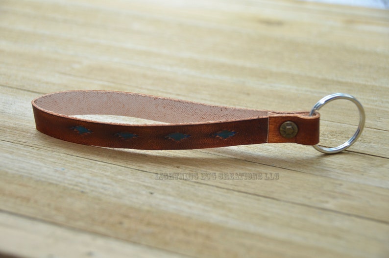 Western Mini Tooled Leather Lanyard Keychain / Short Leather Etsy