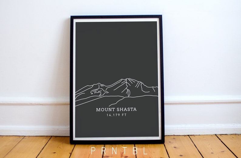 Mount Shasta Printable Northern California Modern Hiking Etsy Mount Shasta Printable Northern California Modern Hiking Etsy