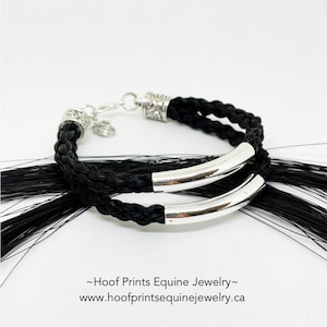 Pulsera de crin de caballo Personalizada Trenzada Tubo de plata de ley Grabado De crin de caballo Pulsera de crin de caballo