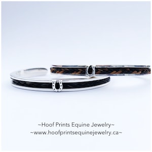 Solid Sterling Silver horsehair cuff bracelet with your horses hair