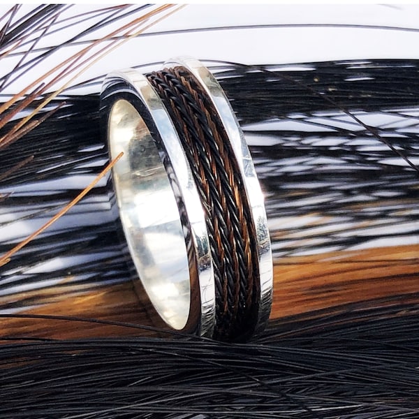 Sterling Silver horsehair ring made from YOUR  own horses hair