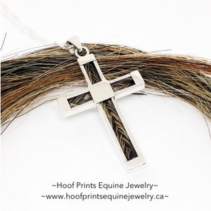 Sterling silver cross necklace with YOUR horsehair. Equestrian jewelry, horse memorial, custom horse hair pendant, horse hair keepsake
