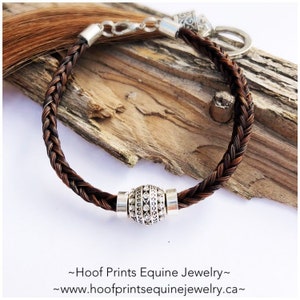 Pulsera de crin de caballo hecha con TU crin de caballo Pulsera cuadrada trenzada de pelo de caballo con cuentas brillantes Dijes de crin de caballo Cuentas