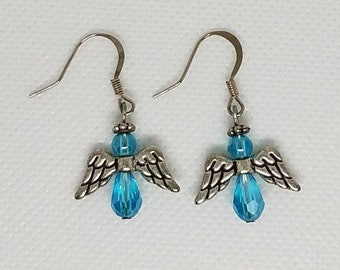 Angel Crystal Earrings - Angel Dangle Earrings -Stocking Stuffer