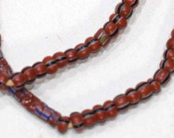 Beads African Rust Black Chevron Glass 5mm